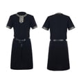 thumbnail image 1 of Viking Short Sleeve Medieval Tunic, Short Sleeve Medieval Viking Tunic, Gold Embroidery Collar Renaissance Warrior Costume Top With Belt, Multi Color Larp Cosplay Shirt, Black L, 1 of 5