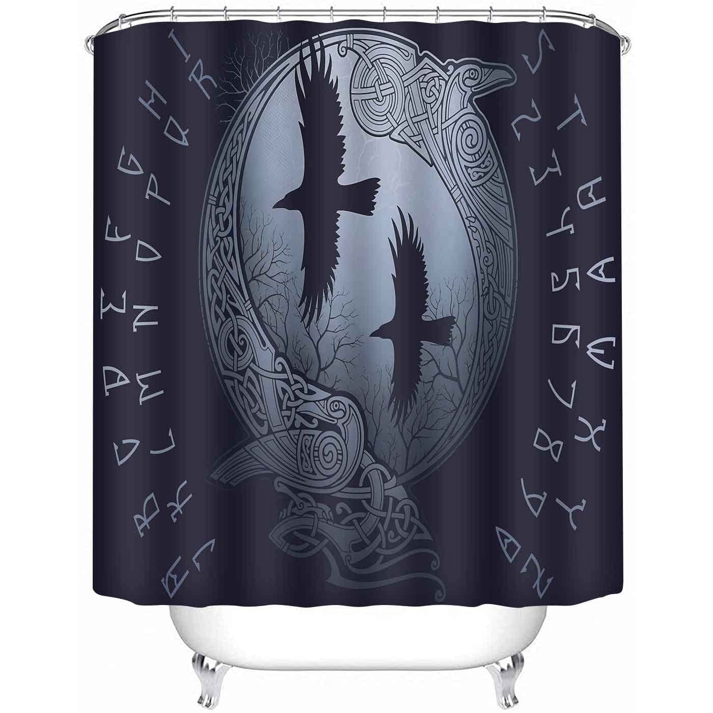 Viking Shower Curtain Vintage Warship of The Vikings Drakkar Ancient