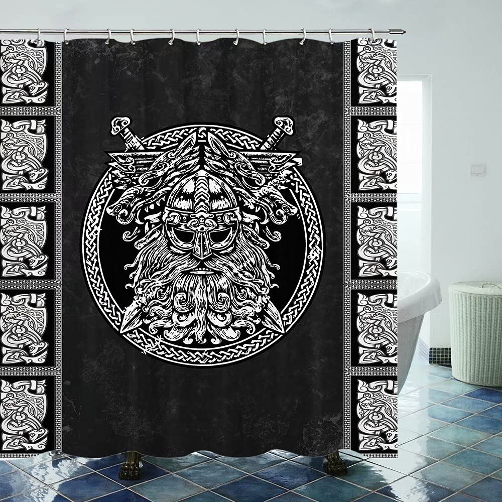 Viking Shower Curtain Vintage Warship of The Vikings Drakkar Ancient