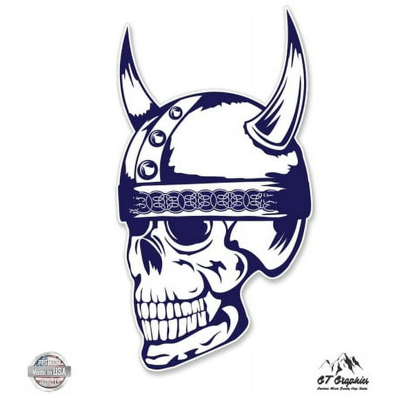 Viking Skull - 3" Vinyl Sticker - For Car Laptop I-Pad Phone Helmet Hard Hat - Waterproof Decal