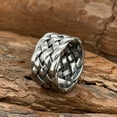 thumbnail image 1 of Viking Stainless Steel Weaving Ring -Men's Style Cuffs Ring -Historical Lovers Gifts -Party and Daily Wearing,Silver,7, 1 of 9