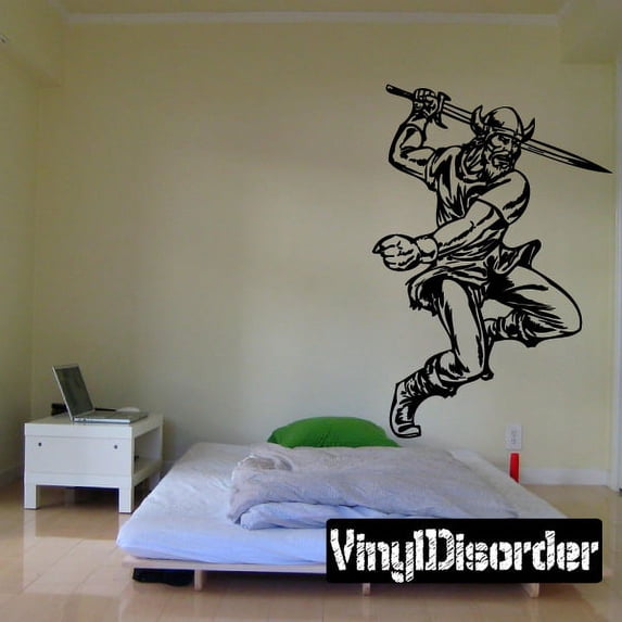 Viking Swinging Sword Decal - 36 Inches