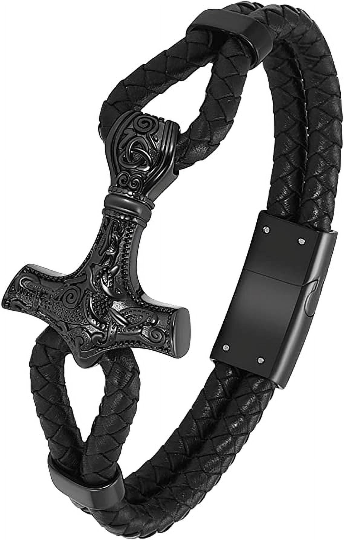 Viking Thor's Hammer Cremation Bracelet for Ashes for Men Braided