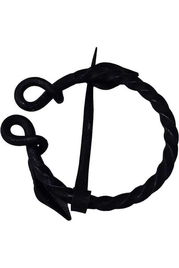 Hand-Forged Brooch Medieval Design Twisted O Shape Leaf Design | Brooch With Clock Pin Unisex For Cloak Shawl And Scarf