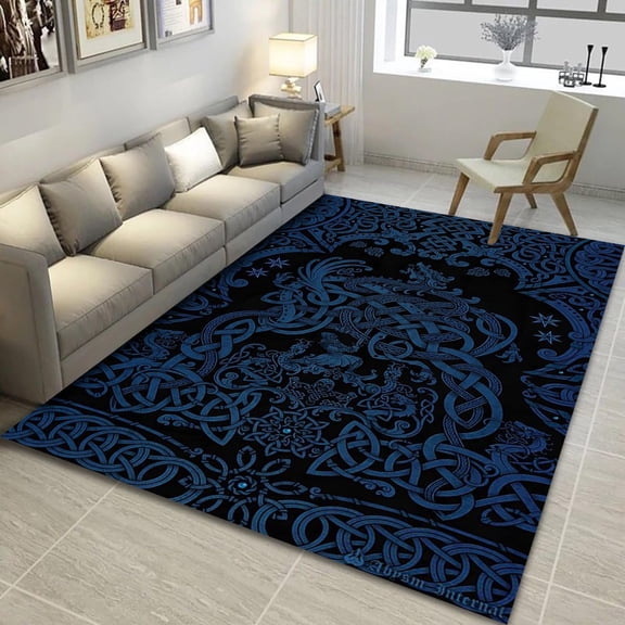 Viking Tree of Life Norse Rectangle Area Rug – Non-Slip, Indoor/Outdoor – Modern Home Decor Carpet – Non-Slip Backing – Machine Washable – Soft Low-Pile
