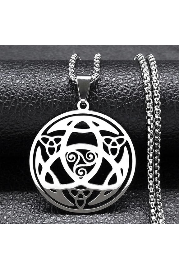 Viking Trinity Celtic Knot Pendant Necklace for Men Women Stainless Steel Witch Triskele Triskelion Necklaces Jewelry collar