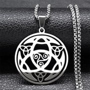 Viking Trinity Celtic Knot Pendant Necklace for Men Women Stainless Steel Witch Triskele Triskelion Necklaces Jewelry collar