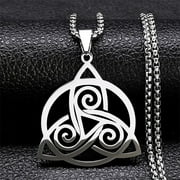 Viking Trinity Celtic Knot Pendant Necklace for Men Women Stainless Steel Witch Triskele Triskelion Necklaces Jewelry collar