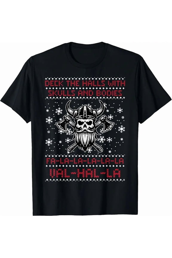 Viking Valhalla Yule Holiday Ugly Style Nordic Warrior Fun Unisex T-Shirt, up to size 5XL