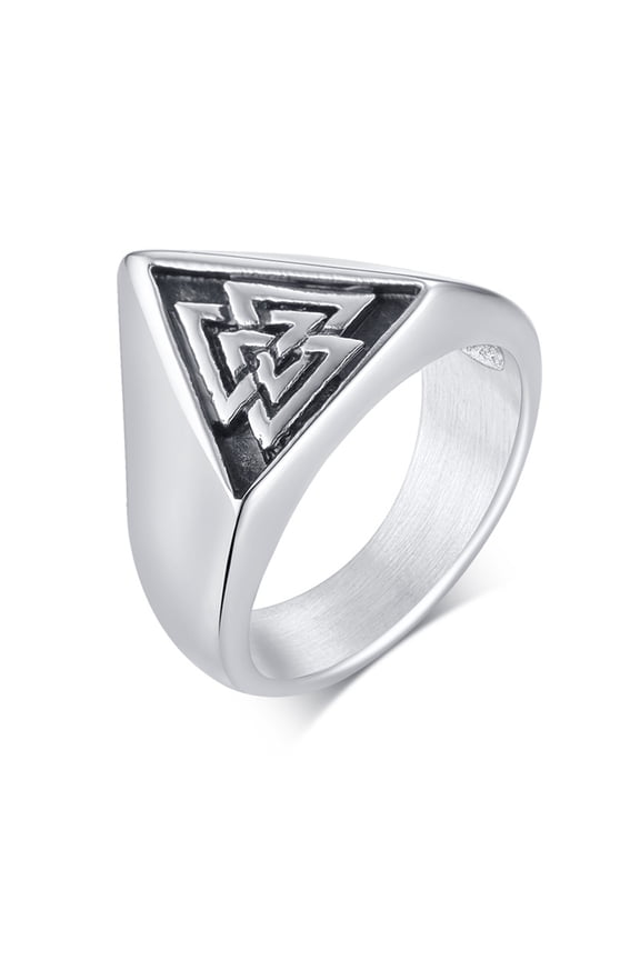 Viking Valknut Ring for Men - Stainless Steel Vintage Nordic Scandinavian Talisman,Amulet Faith Accessories,Size 12