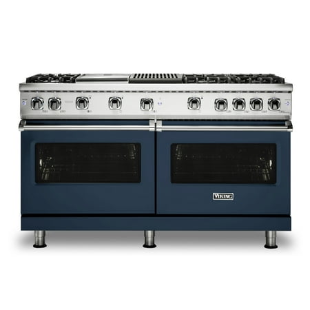 Viking - Professional 5 Series Freestanding Double Oven Gas Convection Range - Slate blue