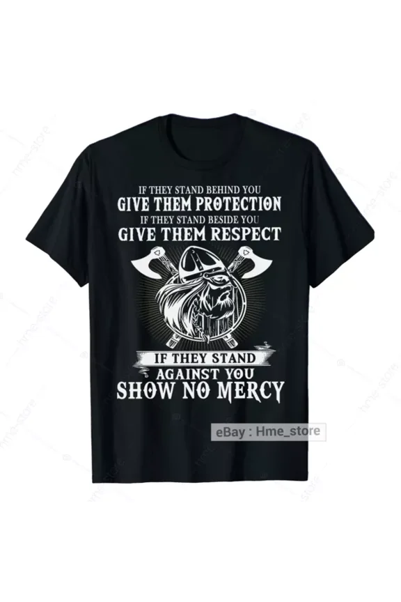 Viking Warrior Against You Show No Mercy T-Shirt Norse Myths Valhalla Odin Tee
