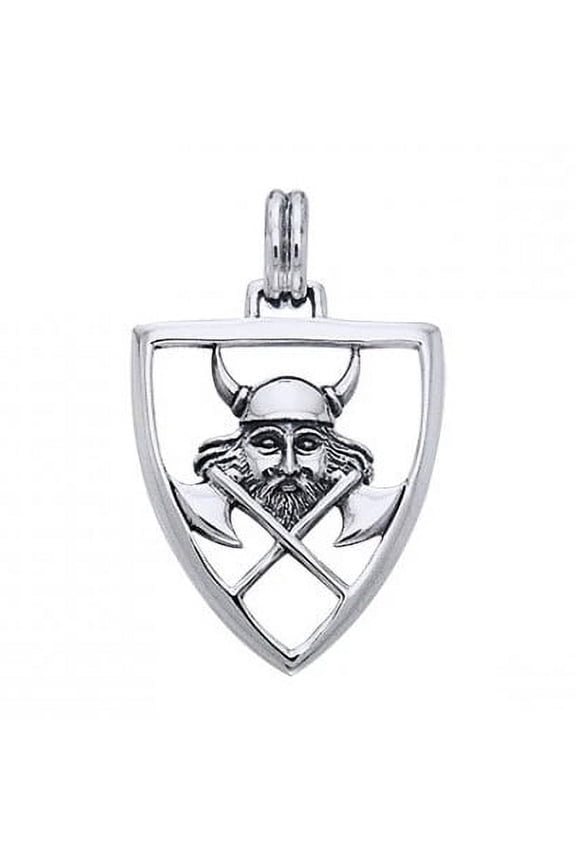 Viking Warrior Axe Shield 925 Sterling Silver Pendant Norse Scandinavian Jewelry