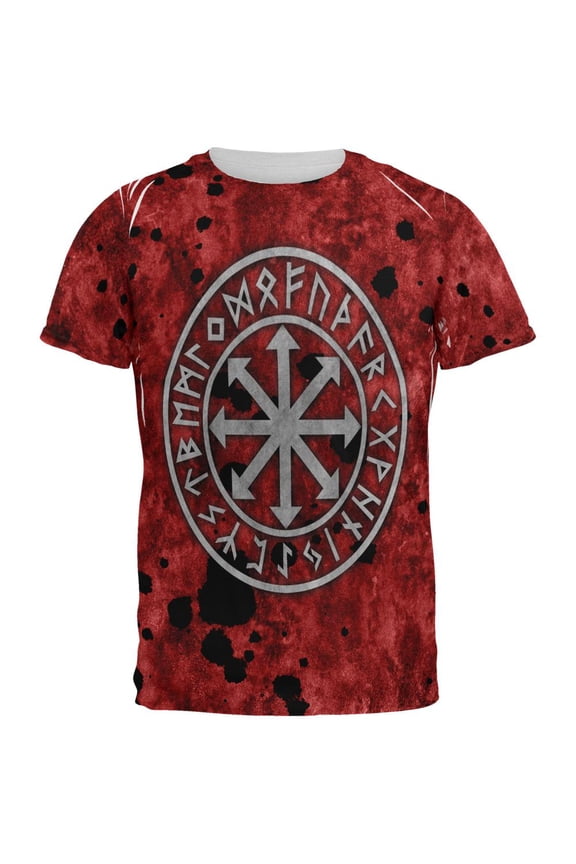 Viking Warrior Chaos Symbol All Over Mens T Shirt Multi 2XL