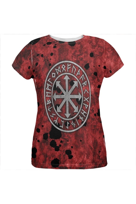Viking Warrior Chaos Symbol All Over Womens T Shirt Multi X-LG