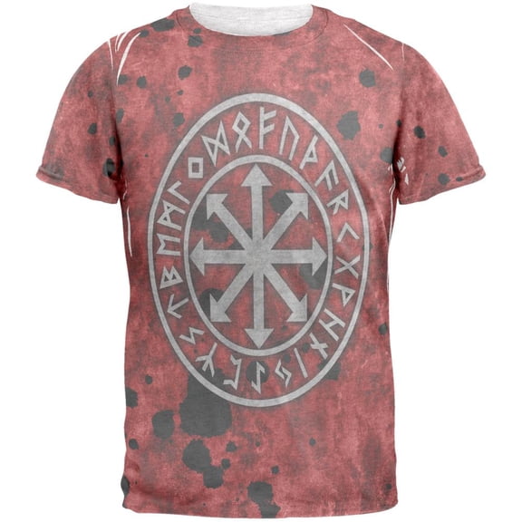 Viking Warrior Chaos Symbol Mens T Shirt Heather White LG