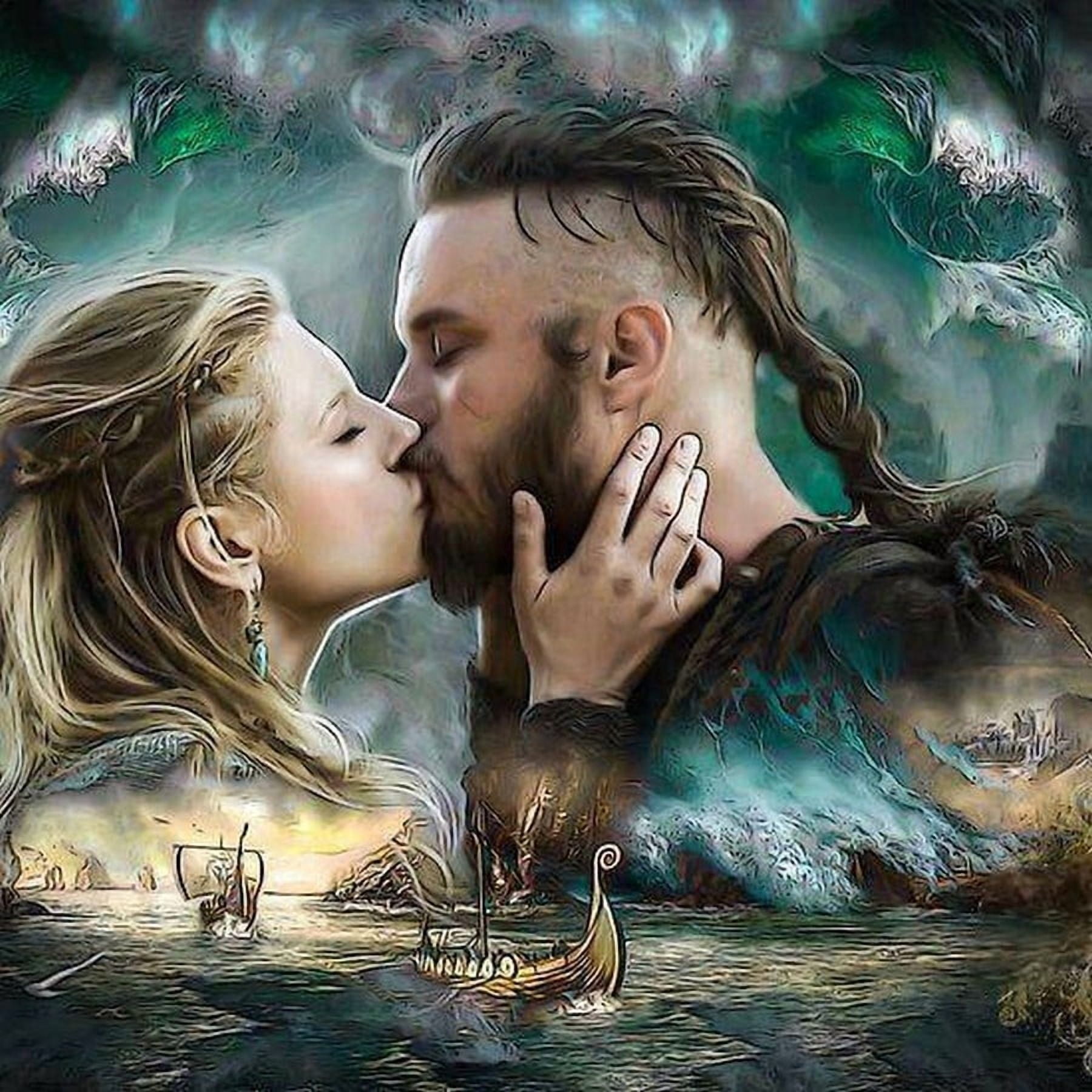 Viking Warrior DIY 5D Diamond Painting Set, round diamond embellishment art. Suitable for home wall decoration and gifts