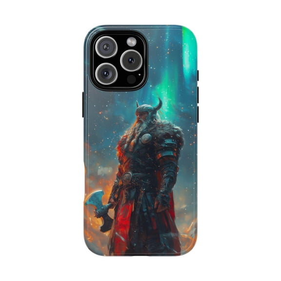 Viking Warrior God Celestial Cosmos Thor Illustration Phone Case for 11 12 13 14 15 16 17 Pro Max