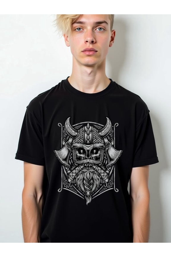 Viking Warrior Graphic Tee Men Crew neck T-shirts black summer gifts Everyday and weekend wear Unique Design Unisex Shirt Printed tshirts