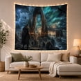 thumbnail image 1 of Viking Warrior and Raven Under Stone Arch in Stormy Sea, Dramatic Fantasy for Mythology Fans, Norse Art Decor, Housewarming Gift Tapestry Wall Hanging for Living Room and Man Cave, 1 of 7