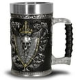 thumbnail image 1 of Viking Warrior Skull Beer Mug, Baroque Pattern Nordic Beer Stein, Stainless Steel Viking Cups for Men and Father’s Day Gift 600ml, 1 of 9