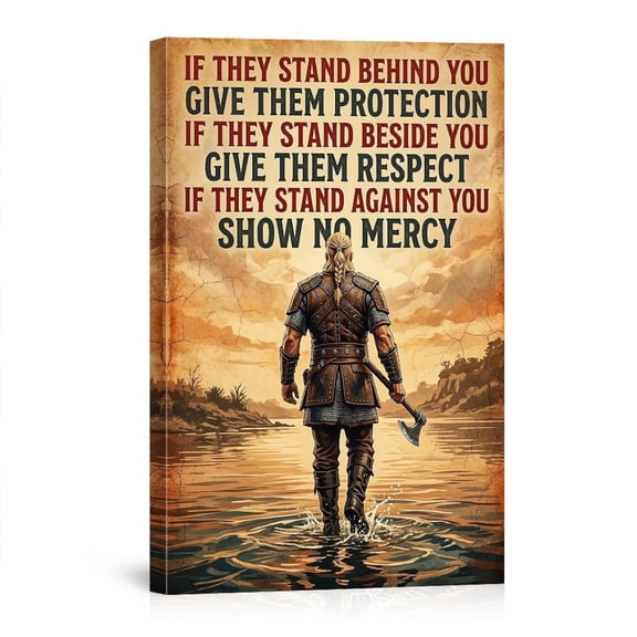 Viking Warrior With Axe Inspirational Quote Norse Mythology Motivational For Living Room Bedroom Man Cave Canvas