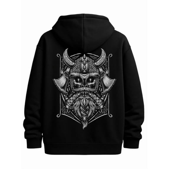 Viking Warrior graphic hoodies skeleton men's hoodies black Casual Solid Basic Hooded Sweatshirt Streetwear For Winter Fall, As Gifts gift 3d idk Basic Unisex Shirt Cotton tshirts