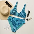 thumbnail image 1 of "Viking Waves" high-waisted bikini made with eco friendly recycled fabric, 1 of 3
