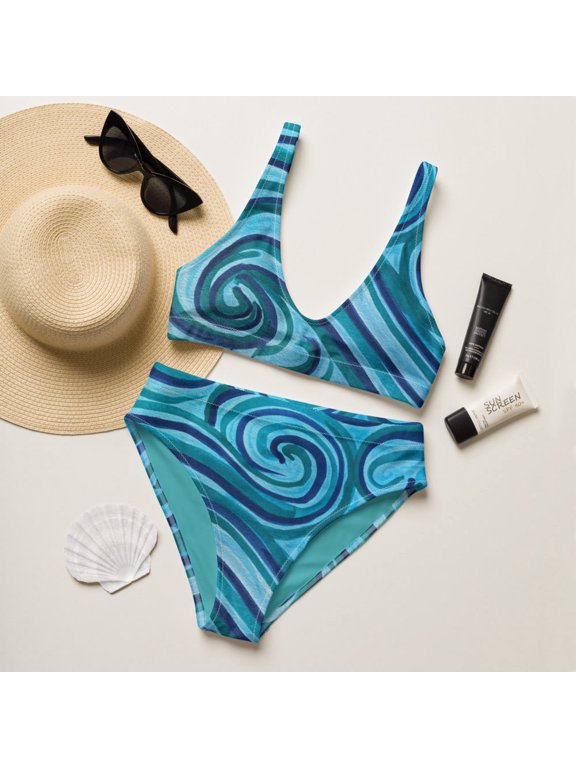 "Viking Waves" high-waisted bikini made with eco friendly recycled fabric