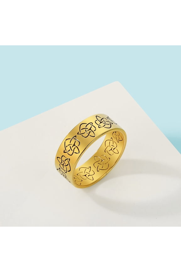 Viking Wedding Ring Traditional Celtic Knot Pattern Unique Stainless Steel Jewelry
