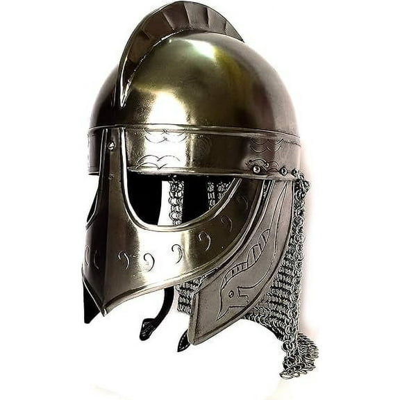 Viking Wolf Armor Helmet Silver Finish | Medieval Helmets Metal Knight Helmets | Wearable for Adult | Medieval Costumes Chainmail | Helm Armor SCA LARP Replica Costume