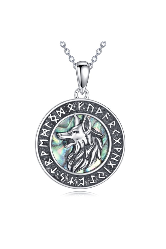 Viking Wolf Necklace S925 Sterling Silver Viking Compass Pendant Viking Jewelry Gifts for Men Women