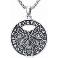thumbnail image 1 of Viking Wolf Necklace for Men 925 Sterling Silver Witcher Medallion Norse Pendant Viking Jewelry for Men, 1 of 6