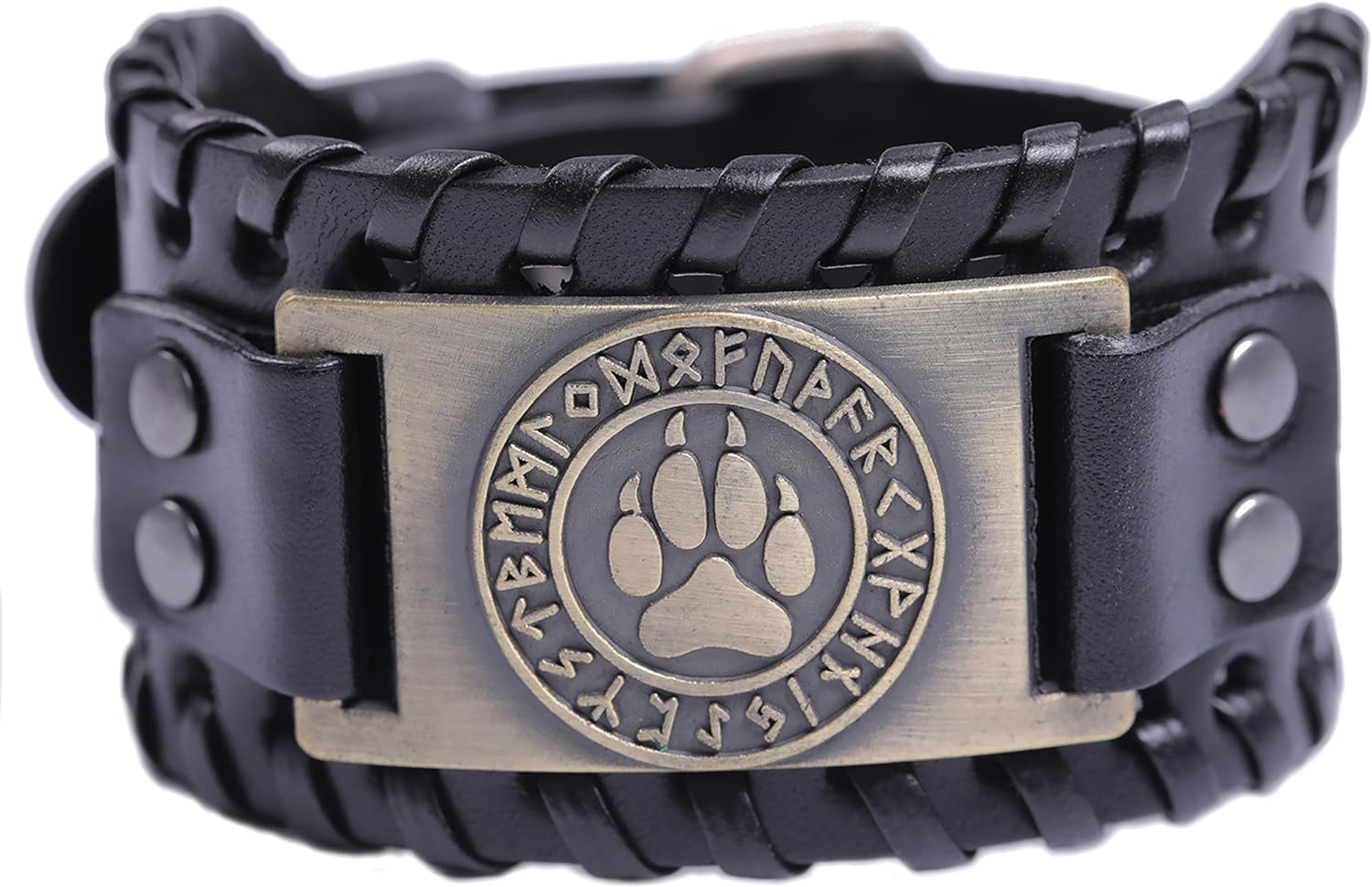 Viking Wolf Paw Claw Norse Runes Leather Bracelet for Men Women Amulet ...