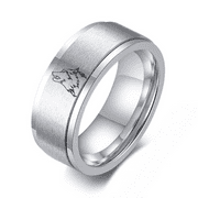 DAILYDOLLARS Viking Wolf Spinner Ring for Men Women, Stainless Steel Wolf Head Wolves Spirit Anxiety Band Ring, Fenrir Wolf Finger Rings, Wolf Fans Jewelry Gifts, Silver, Size 12