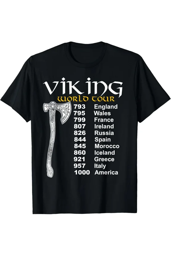 Viking World Tour Nordic History Mythology Warrior Humor Gift Unisex T-Shirt, S-5XL