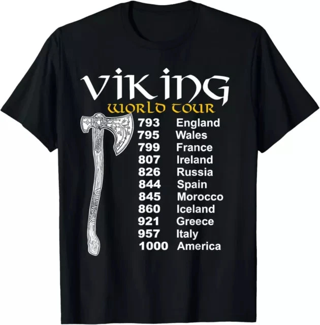 Viking World Tour Viking Ship Illustration Viking Knots Men's T-shirt Back Print - DE