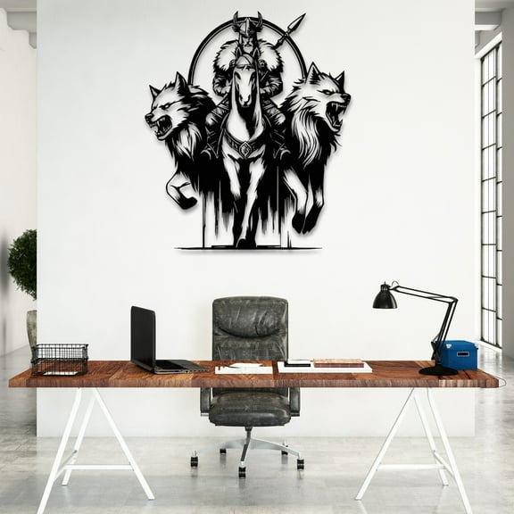 Viking and Wolves Metal Wall Art