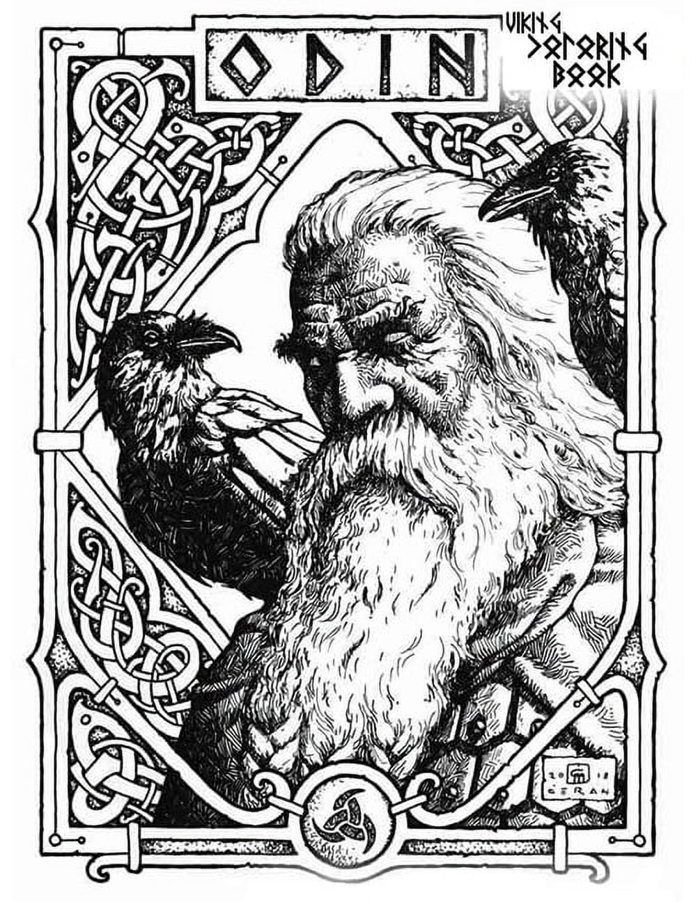 Viking coloring book Nordic Warriors, Berserkers, Valhalla Runes