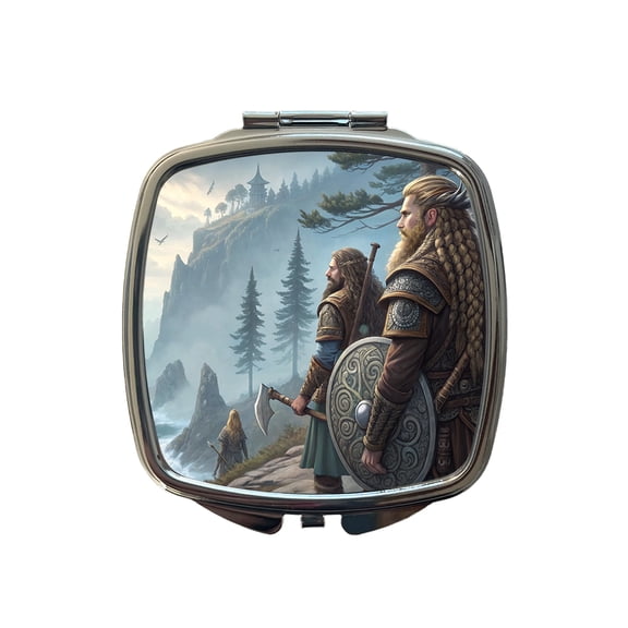 Vikings Raiders Anime Style Fantasy Travel Makeup Handbag Purse Small Pocket Compact Mirror