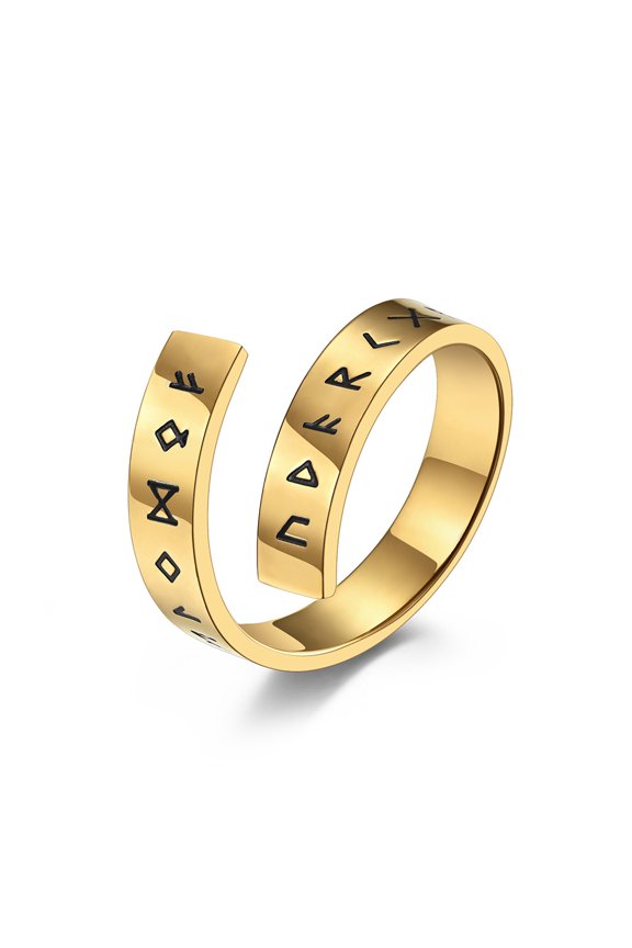 Vikings Ring 14K Yellow Gold Jewellery Unisex Open Adjustable Gothic Style Ring