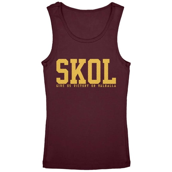 Vikings Skol Give Us Victory or Valhalla Youth Girls Tank Top Burgundy YLG