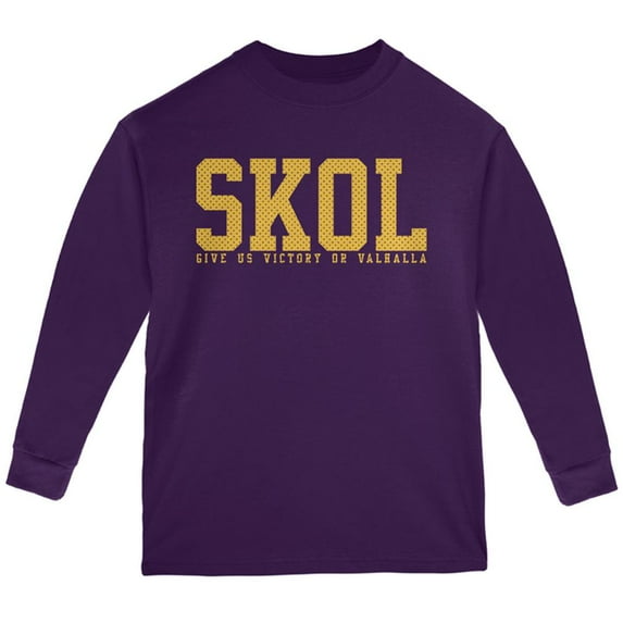 Vikings Skol Give Us Victory or Valhalla Youth Long Sleeve T Shirt