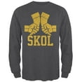 thumbnail image 1 of Vikings Skol Raised Horns Flagon Mens Long Sleeve T Shirt Deep Heather X-LG, 1 of 1