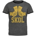 thumbnail image 1 of Vikings Skol Raised Horns Flagon Mens Ringer T Shirt Dark Heather-Black 2XL, 1 of 1