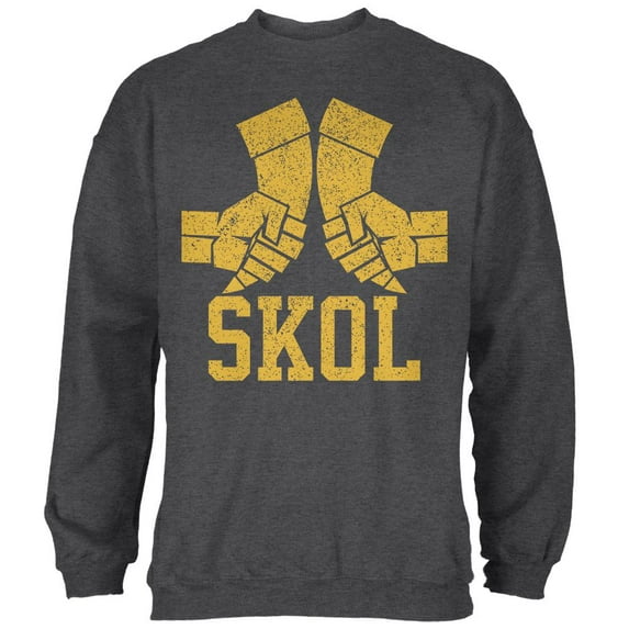 Vikings Skol Raised Horns Flagon Mens Sweatshirt Deep Heather X-LG