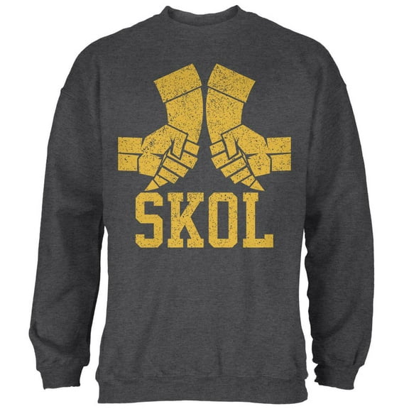 Vikings Skol Raised Horns Flagon Mens Sweatshirt Deep Heather X-LG