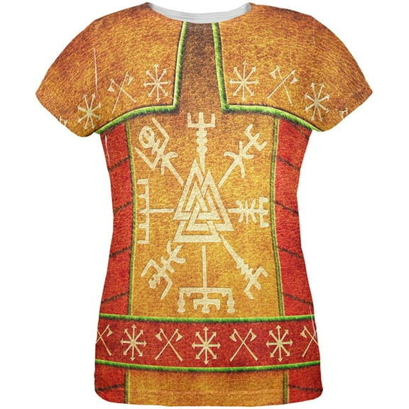 Vikings Ugly Christmas Sweater Armor Costume All Over Womens T Shirt Multi MD