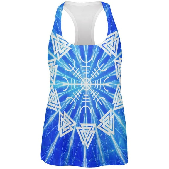 Vikings Wrath of Odin Lightning Mandala All Over Womens Work Out Tank Top Multi SM