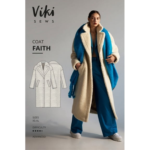 Vikisews Sewing Pattern Faith Coat Women XS-XL Coats